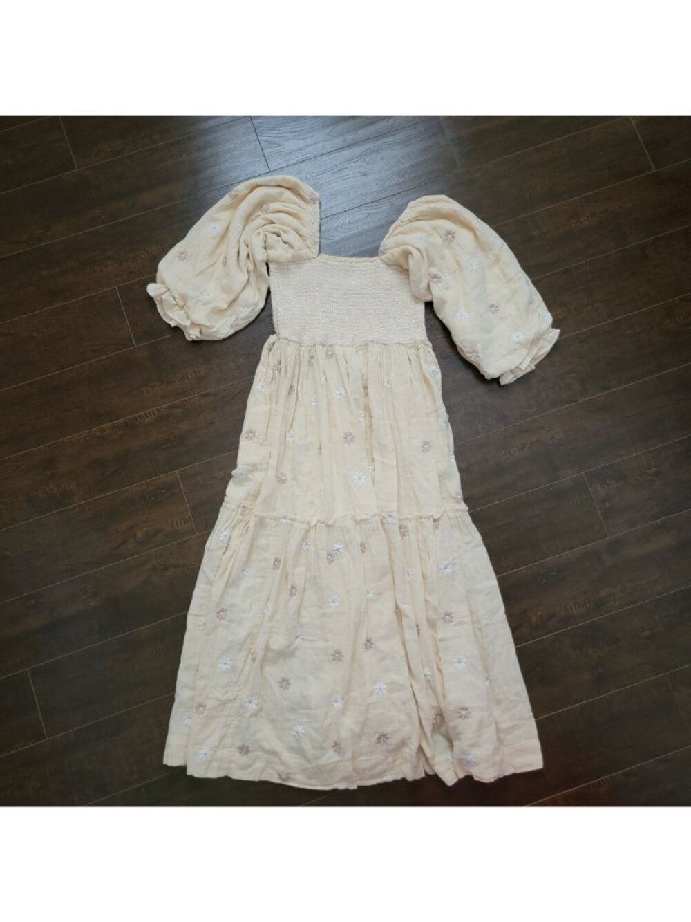 Free People Dahlia Maxi Dress Butter Yellow Boho Embroidered Hippie Womens Small - Picture 4 of 8